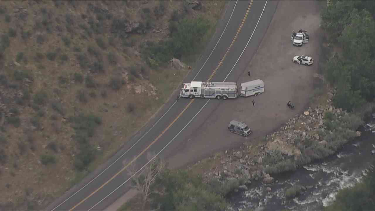 Emergency crews at the scene of a water rescue on Clear Creek in Jefferson County, Colo. on July 5, 2022.