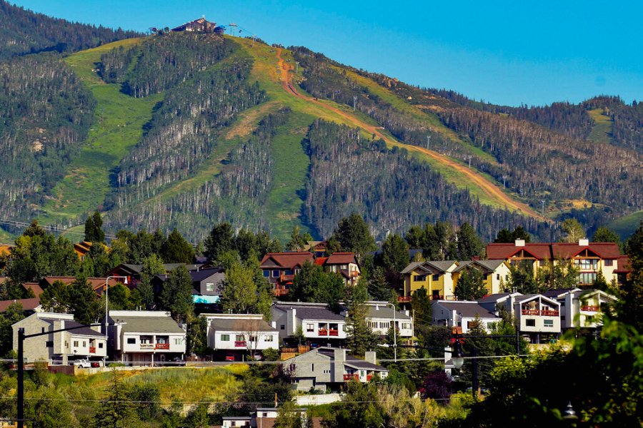 Houses dot the landscape at Colorado's Steamboat Ski Resort