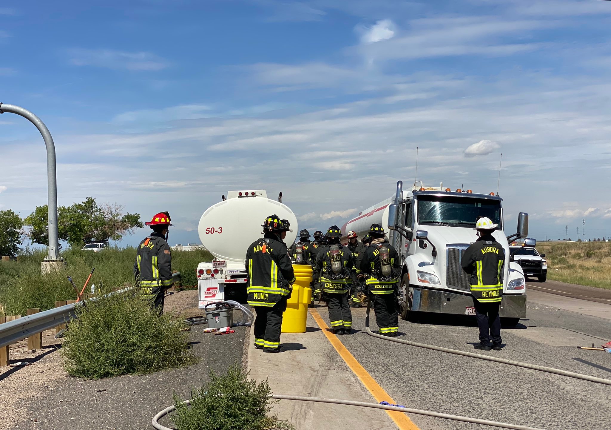 Fuel spill on I-70 in Aurora