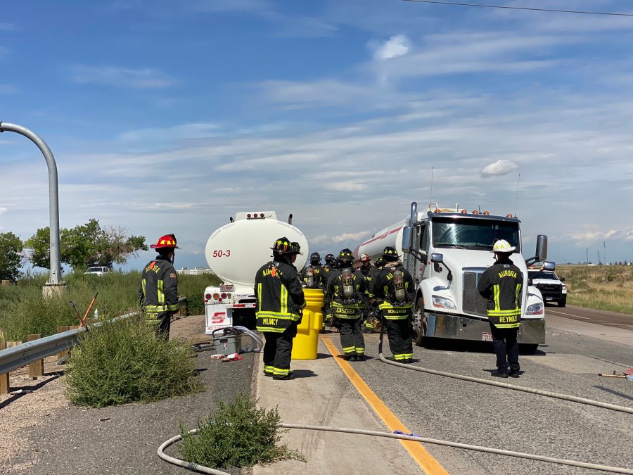 Fuel spill on I-70 in Aurora