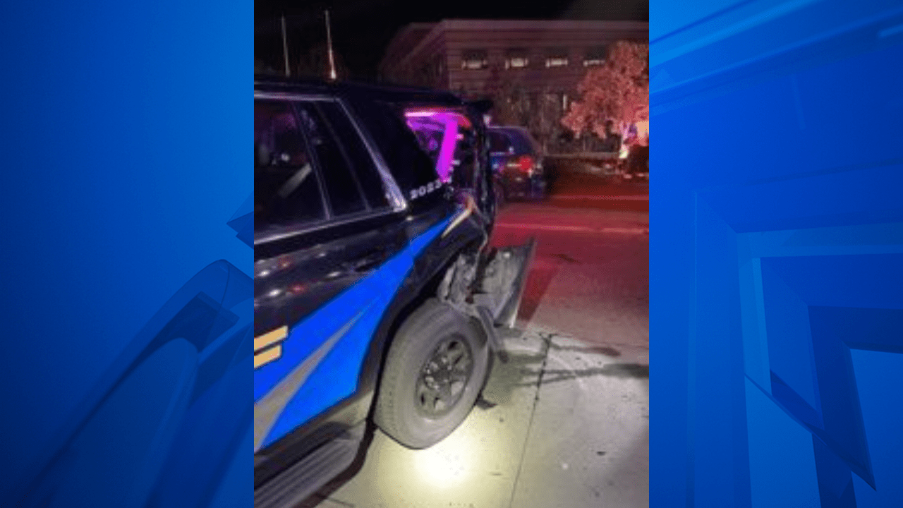 DougCo Sheriff's Office SUV after being struck by suspected drunk driver