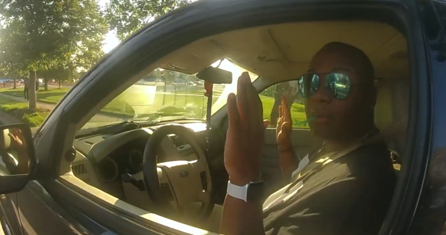 Auon'tai Anderson is shown in body camera video raising his hands in the driver's seat of an SUV