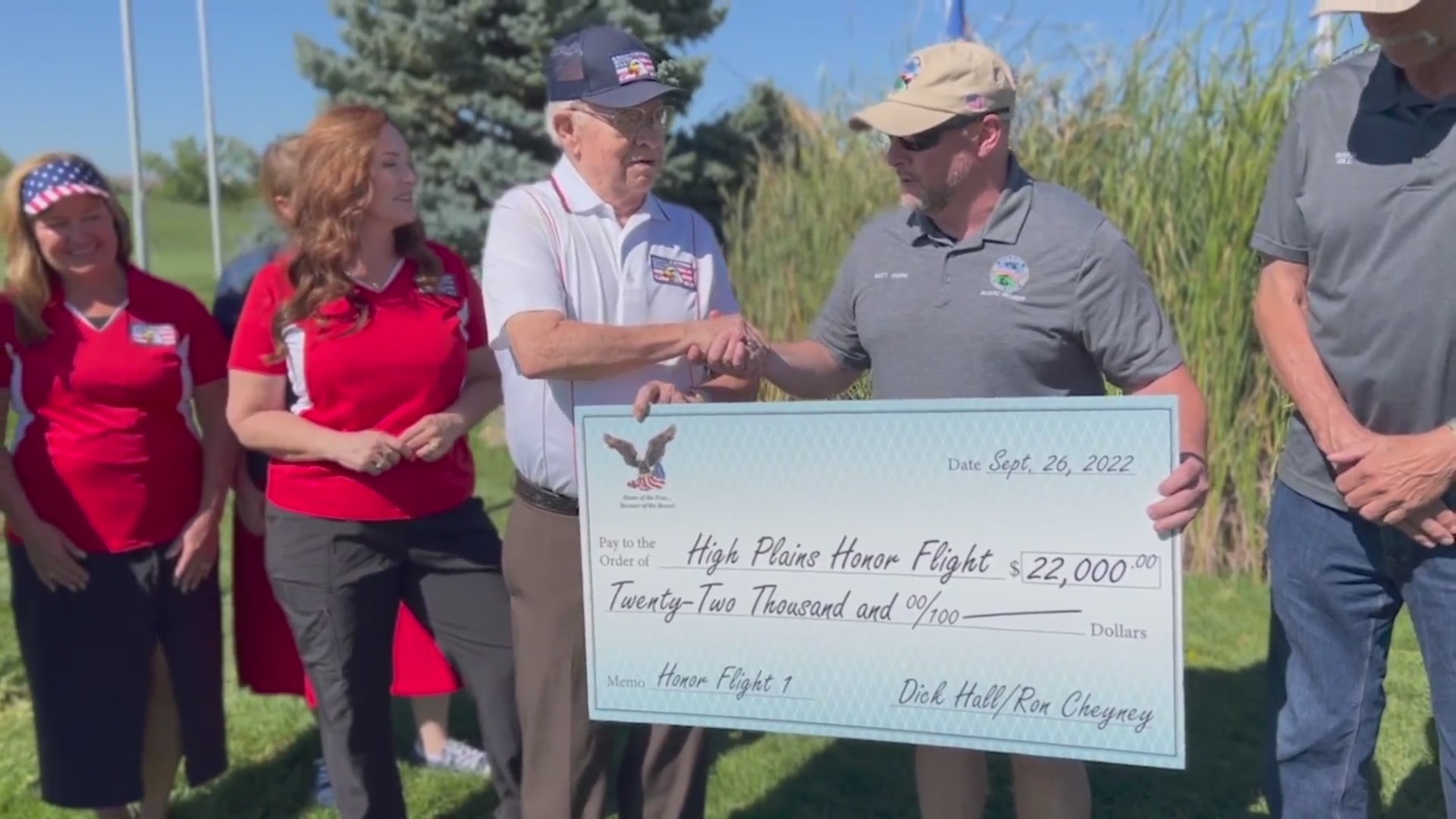 Dick Hall presents check to High Plains Honor Flight