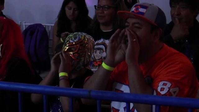 Jay Noah Lopez and his dad at lucha libre match Westminster