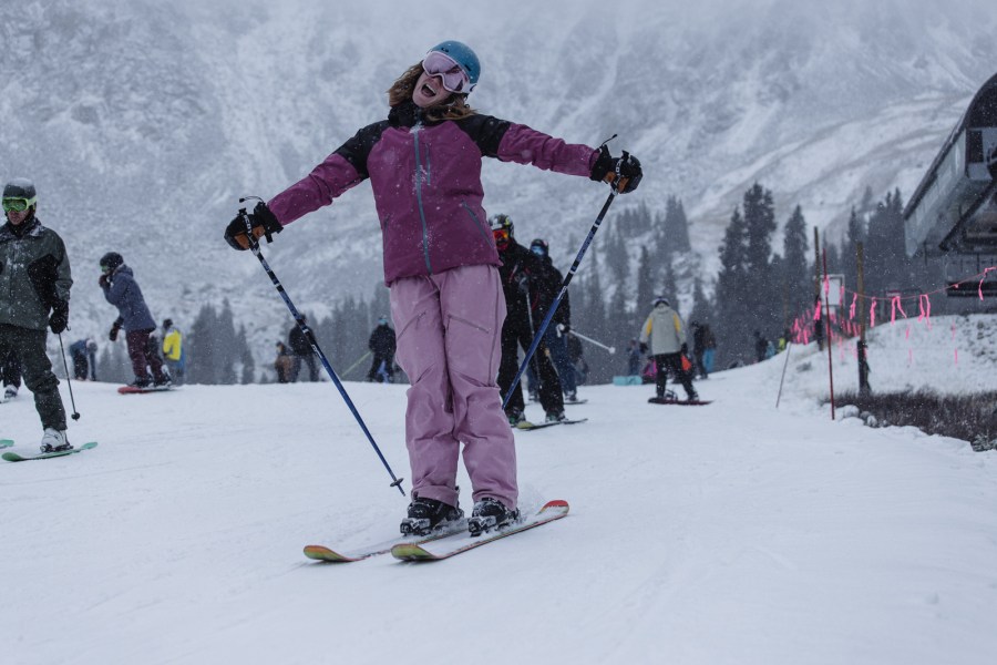 Skier at A-Basin opening day