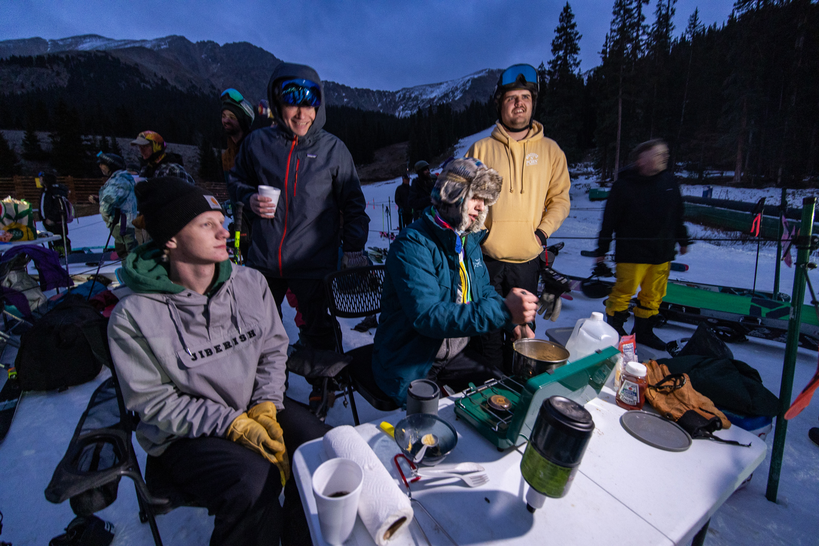 Campers before opening day at Arapahoe Basin