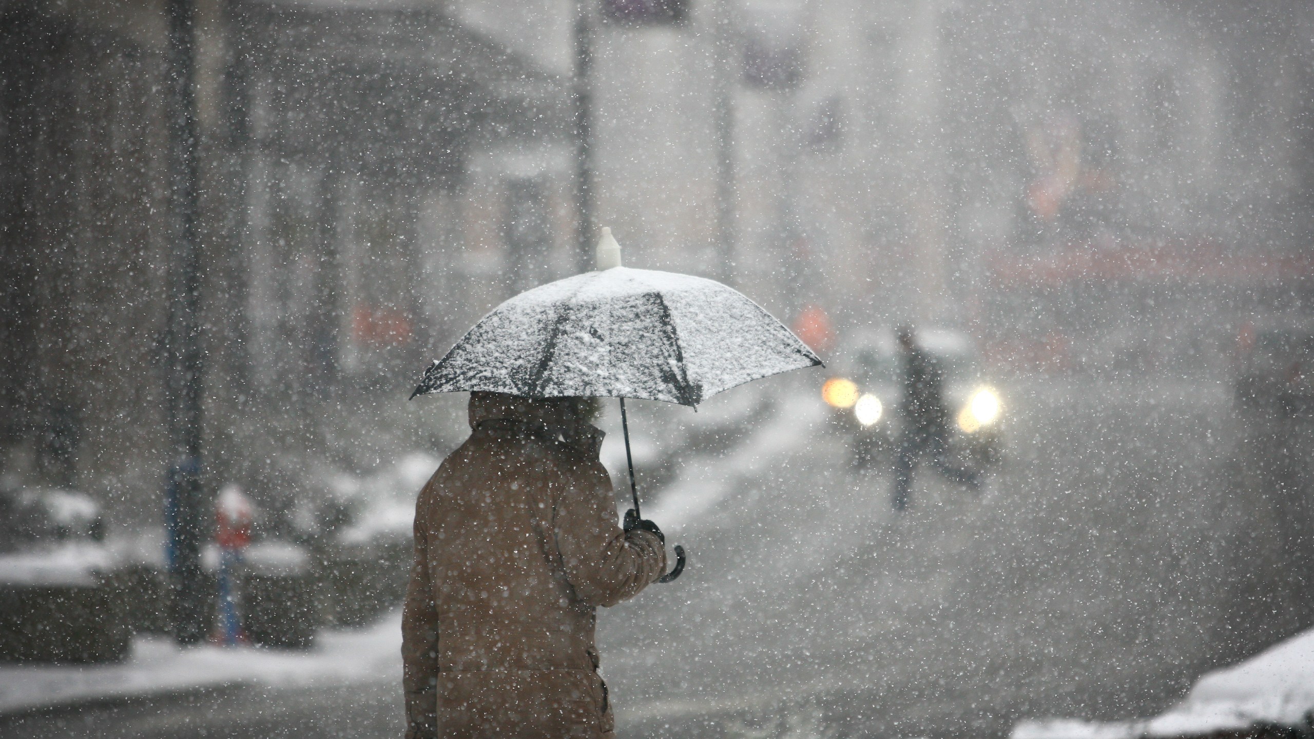 Snow falls in October