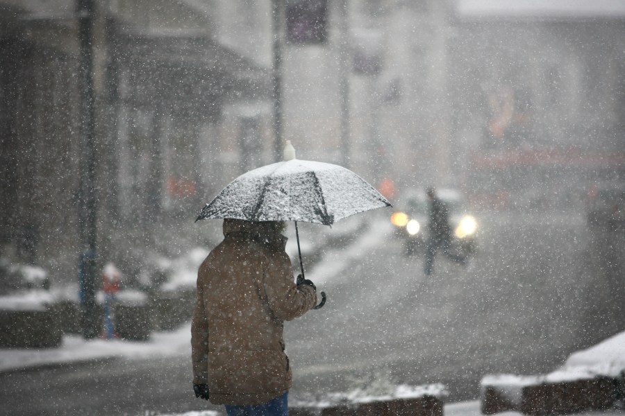 Snow falls in October