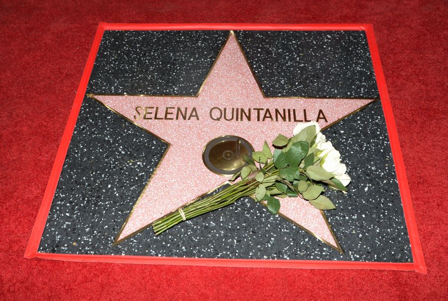 Singer Selena Quintanilla is honored posthumously with a Star on the Hollywood Walk of Fame on November 3, 2017