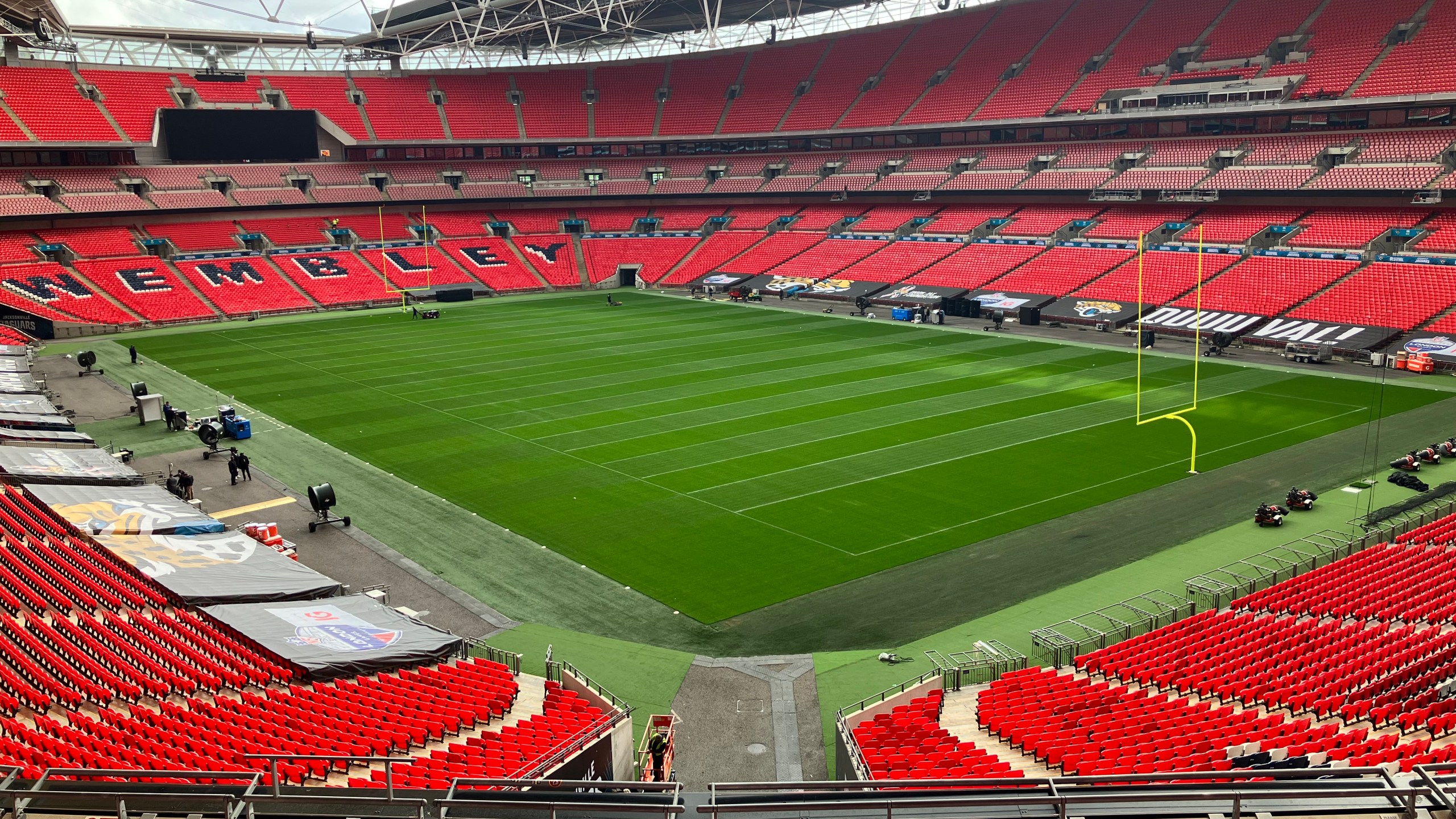 Wide shot of Wembley Stadium prepped for Broncos vs. Jaguars