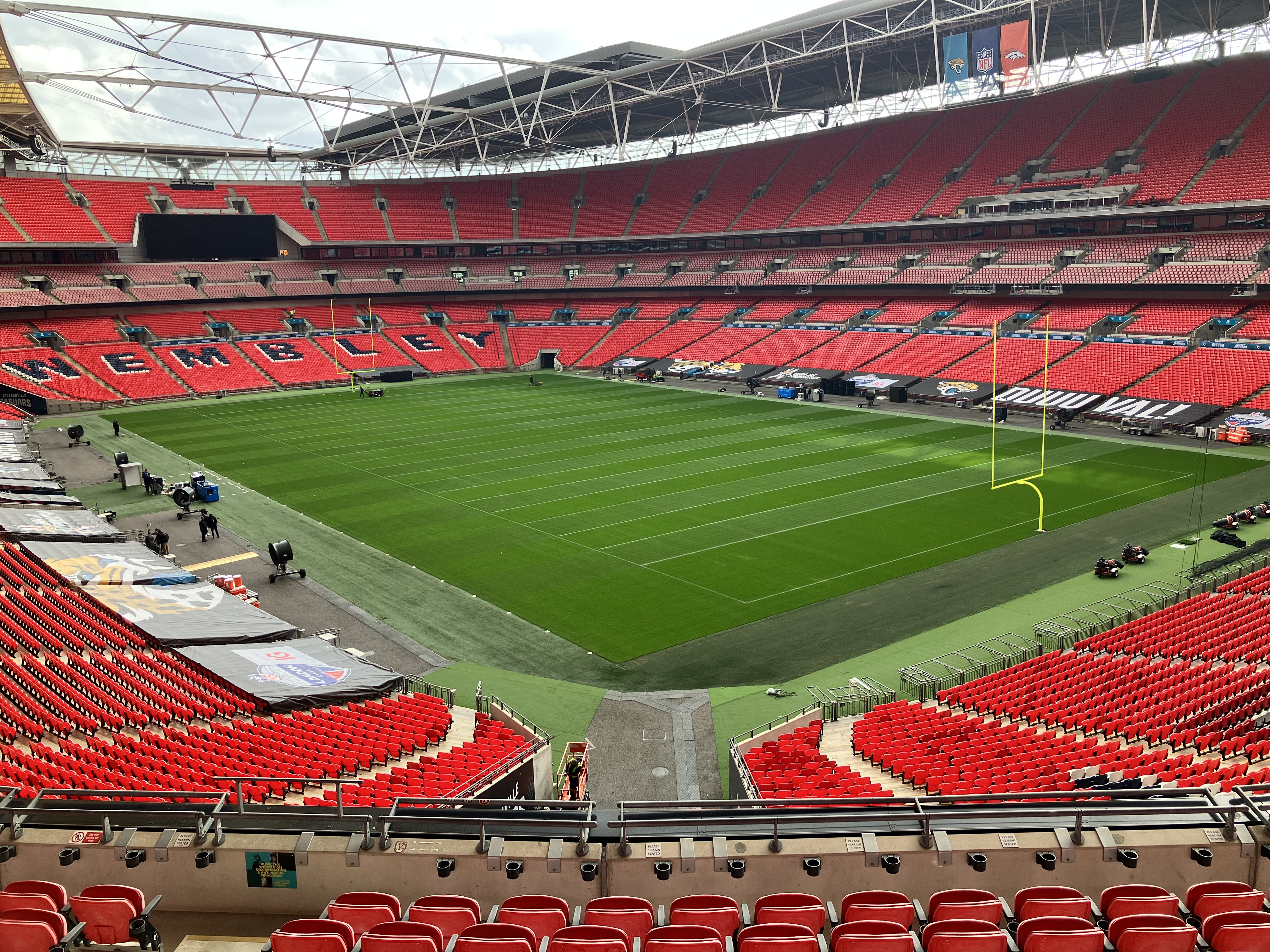 Wide shot of Wembley Stadium prepped for Broncos vs. Jaguars