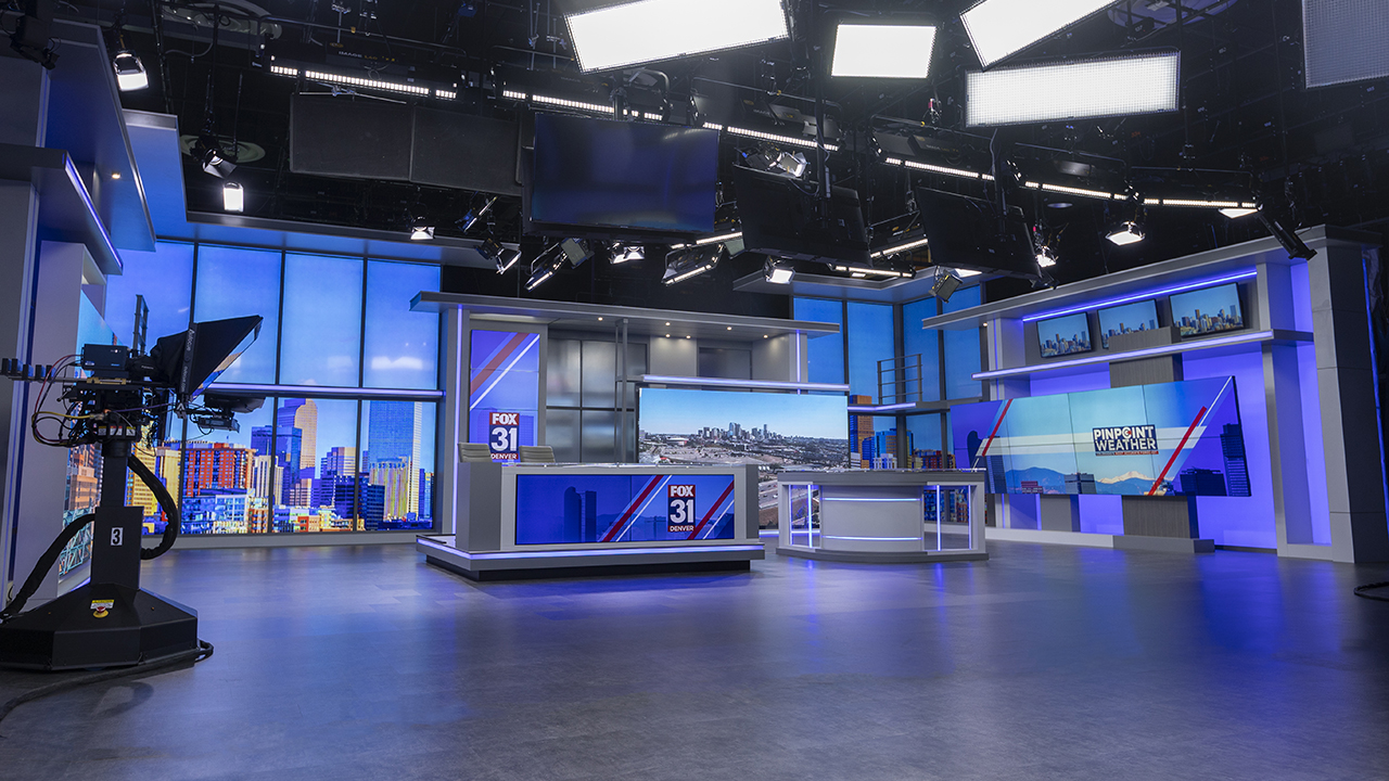 The main news and weather portion of FOX31's new set.