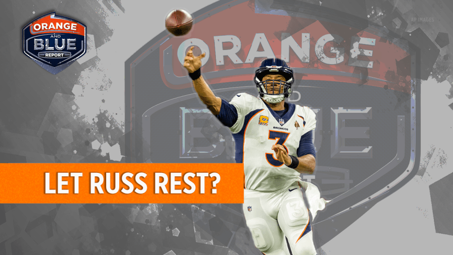 Picture of Russell Wilson with text "LET RUSS REST?"