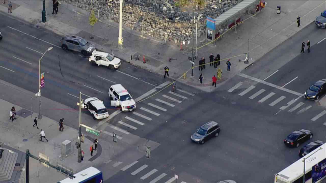 Police along the road and police tape