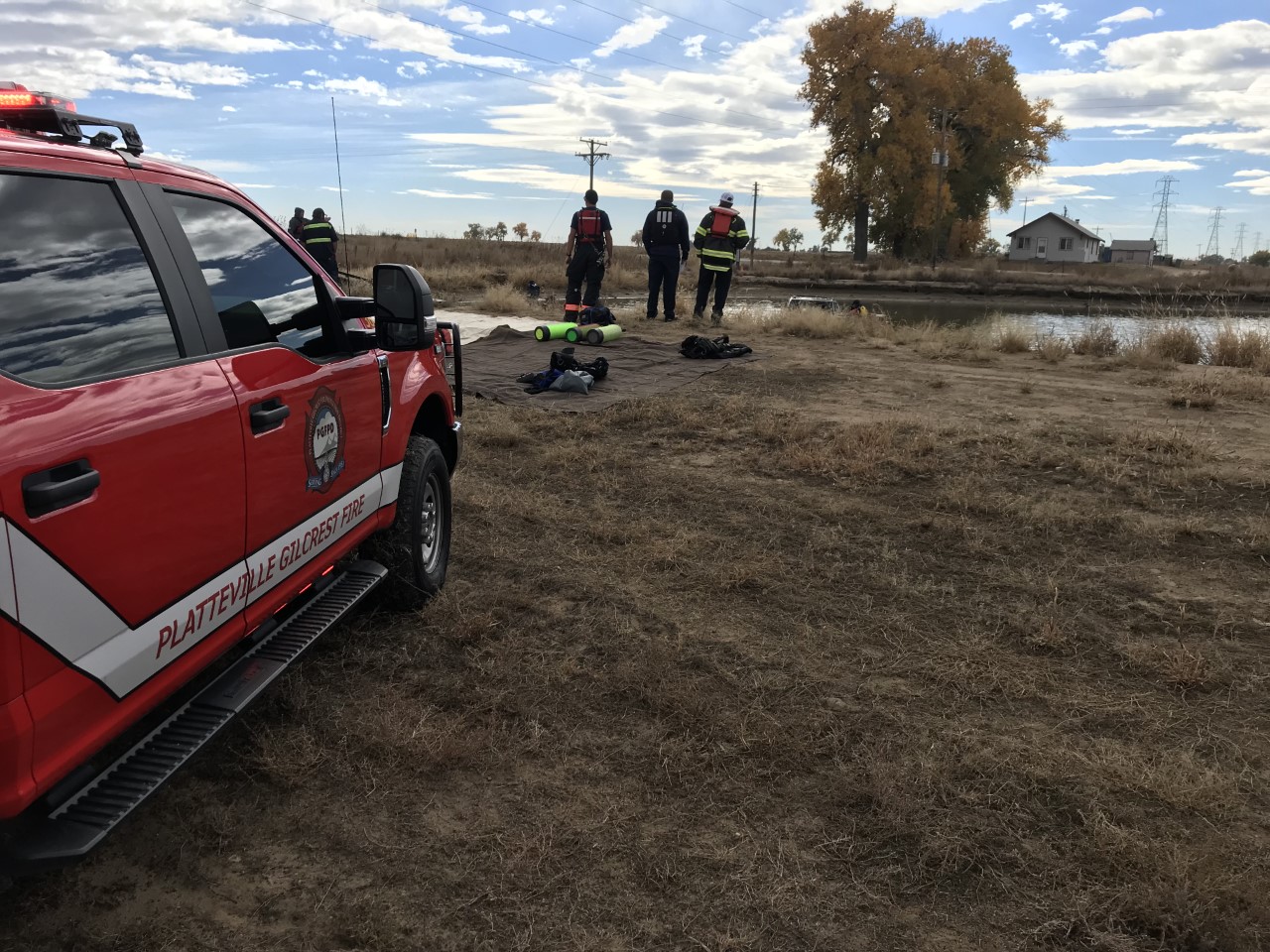 Platteville retention pond rescue