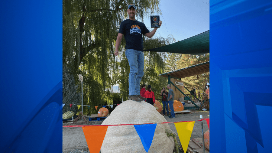 Second biggest pumpkin in Colorado's history, grown by a firefighter at Station 11 in Aurora