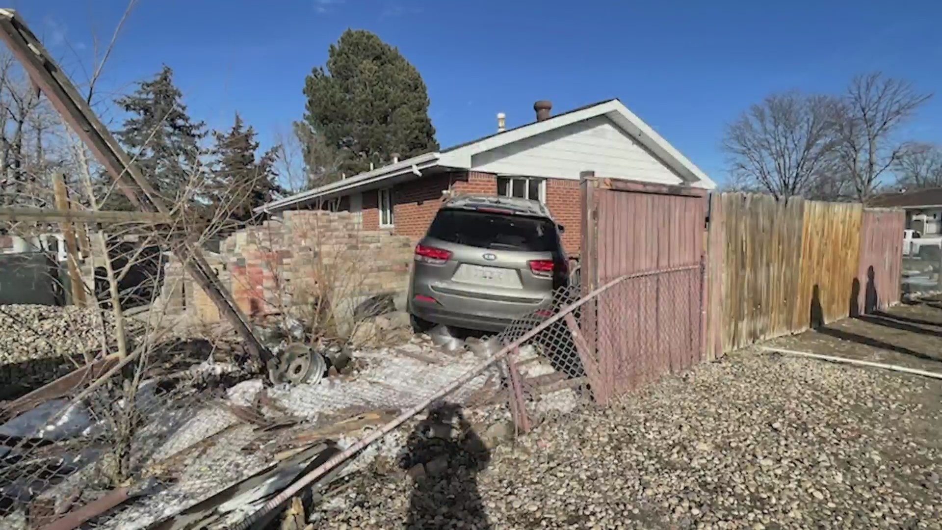 A vehicle crashed into a residential fence