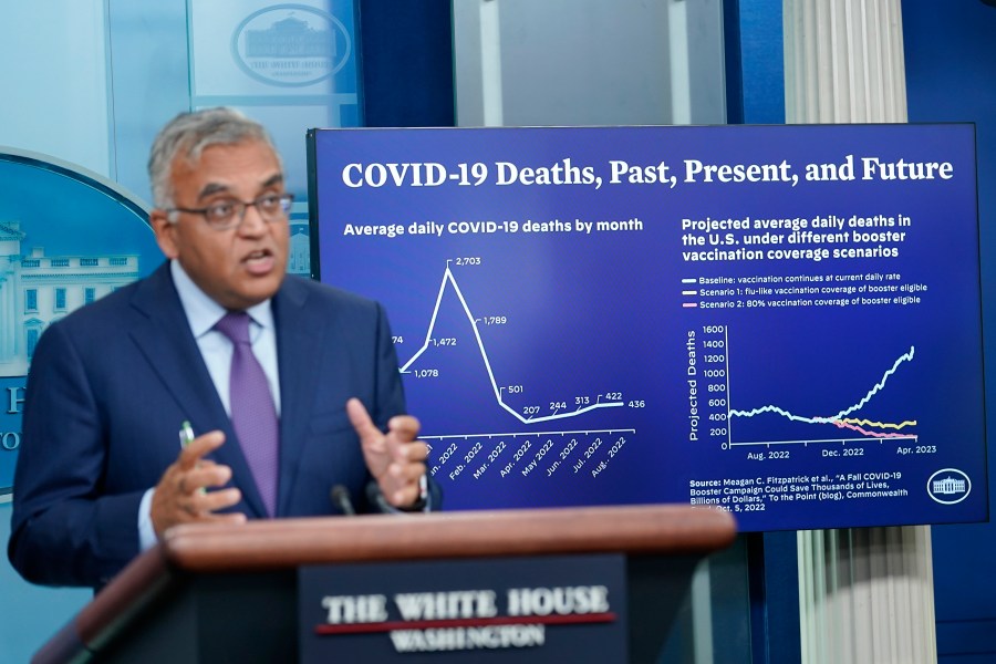 White House COVID-19 Response Coordinator Ashish Jha speaks during the daily briefing at the White House