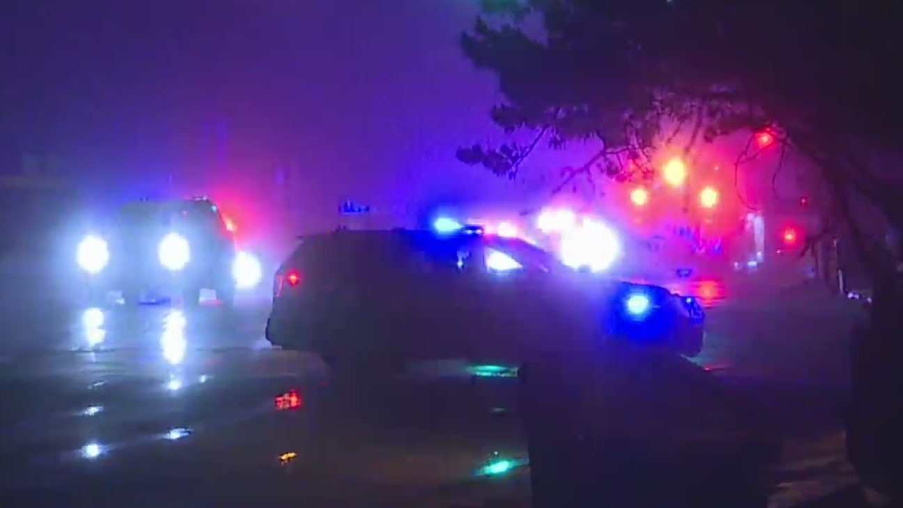 Police vehicles at a barricade situation in Boulder, Colo. near Broadway and Iris St. on Nov 28, 2022.