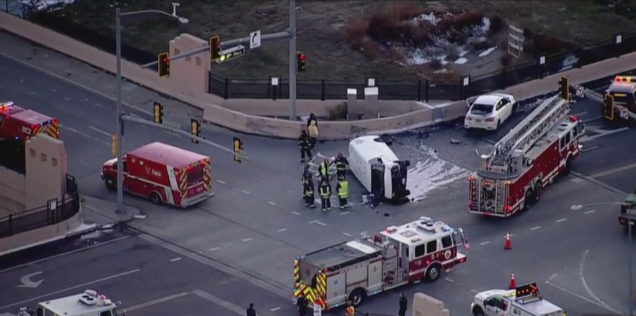 Rollover crash on 225 and E. 17th overpass