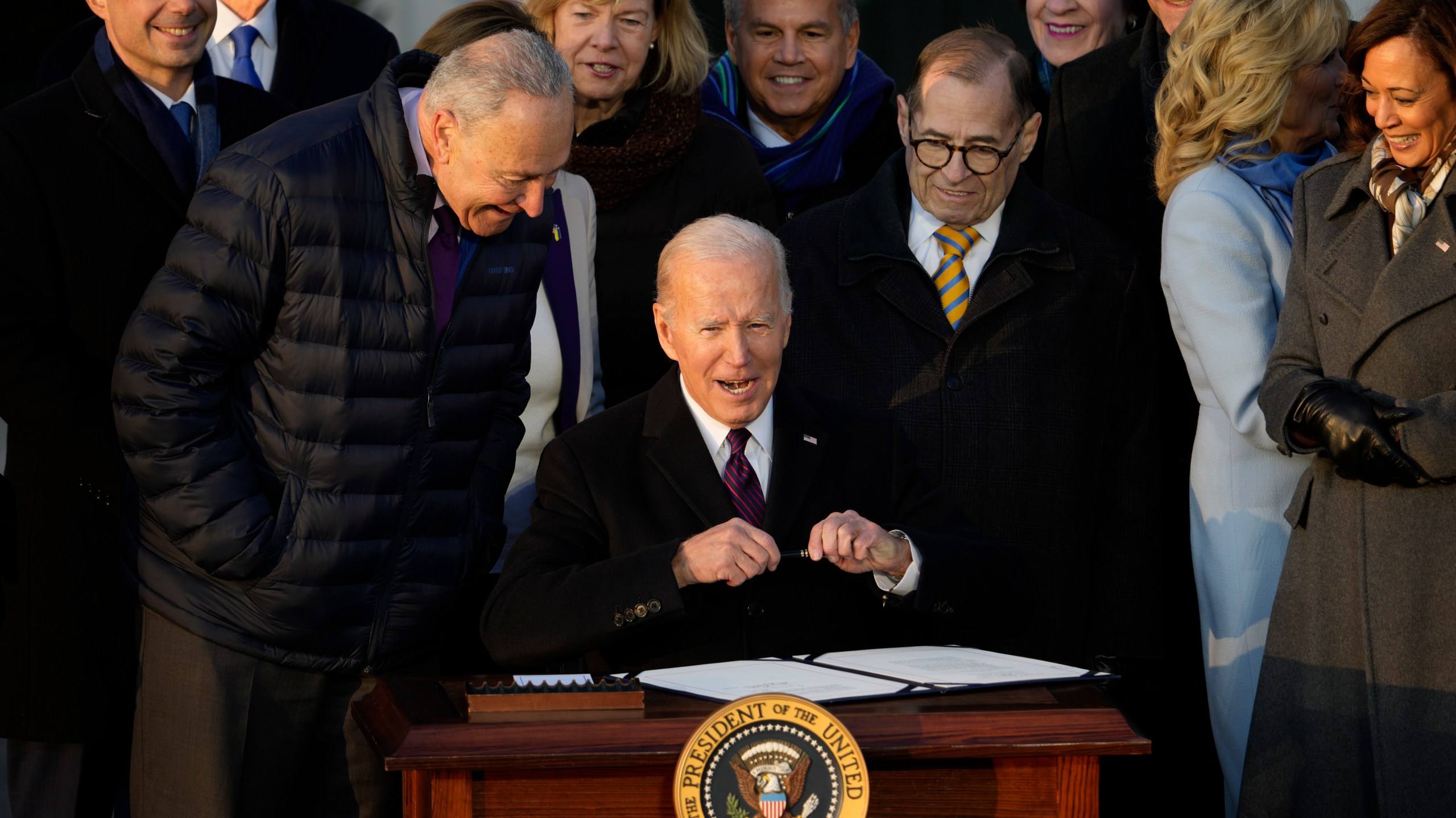 President Joe Biden signs the Respect for Marriage Act on the South Lawn of the White House