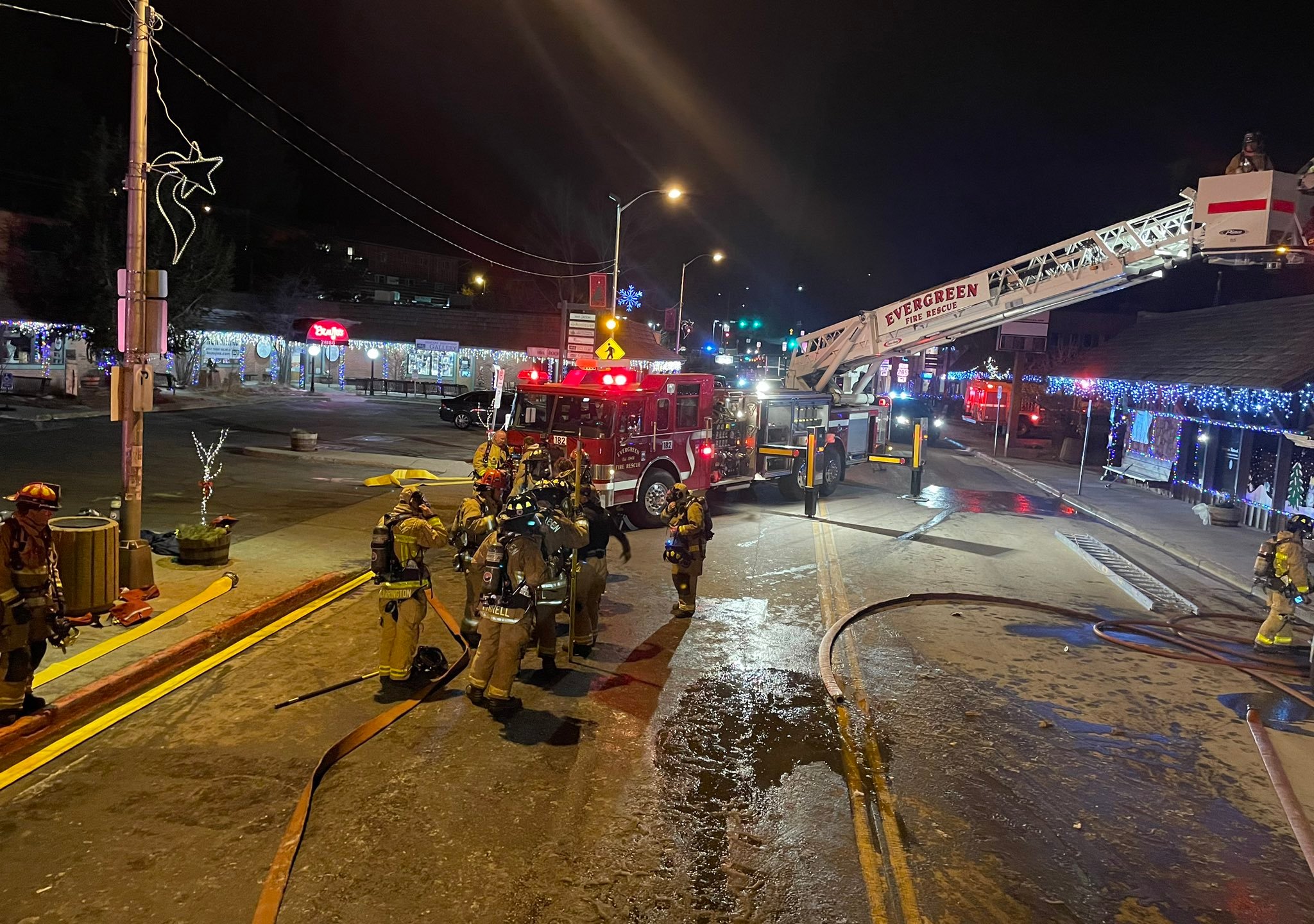 Fire in downtown Evergreen