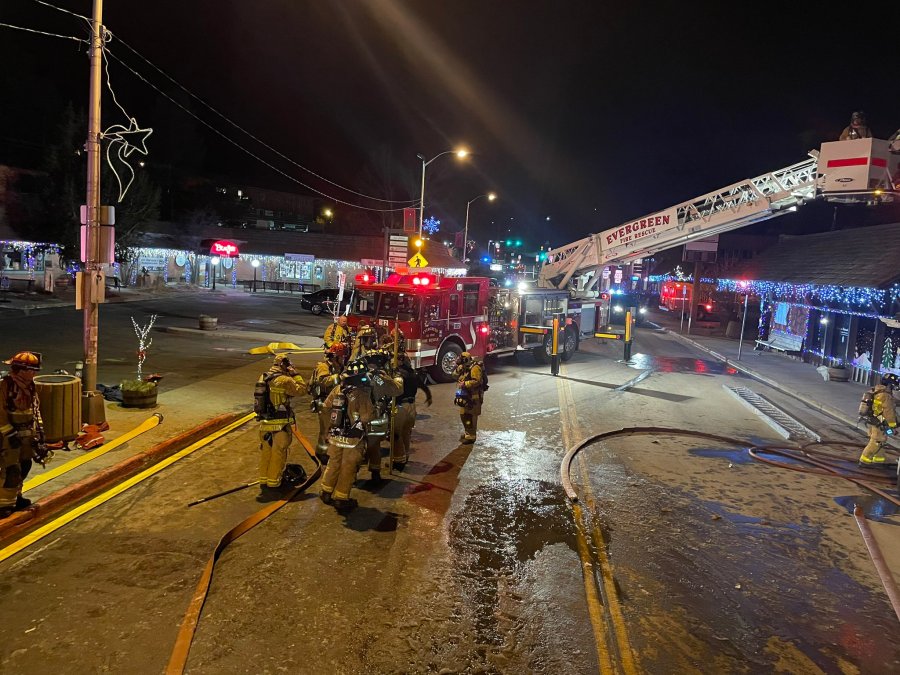 Fire in downtown Evergreen