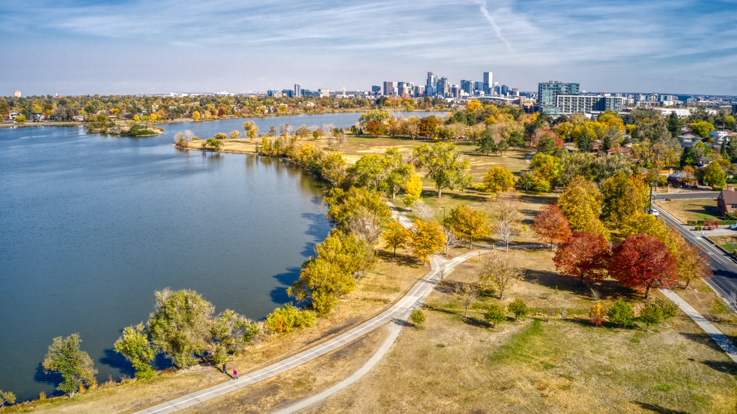 Aerial View of Autumn Colors in Denver