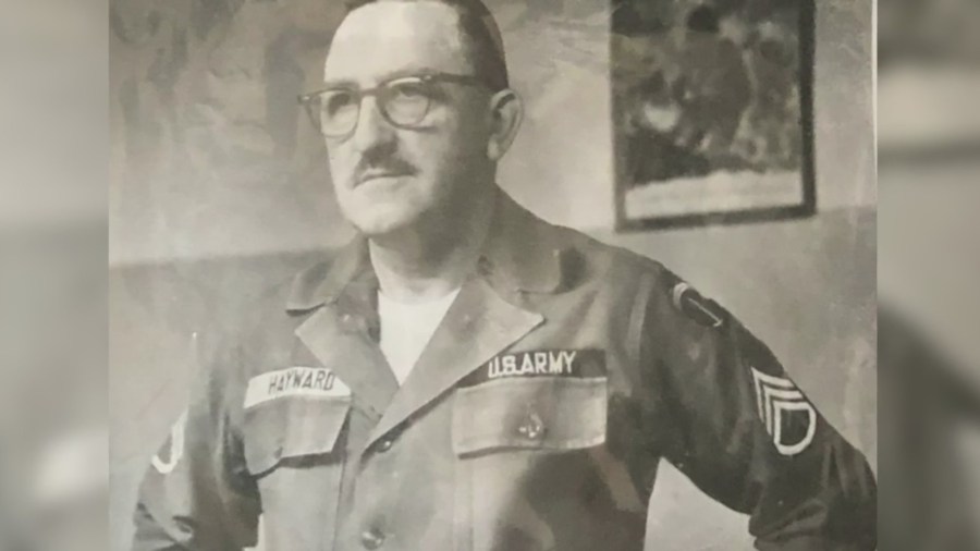 Black-and-white photo of a man in U.S. Army uniform