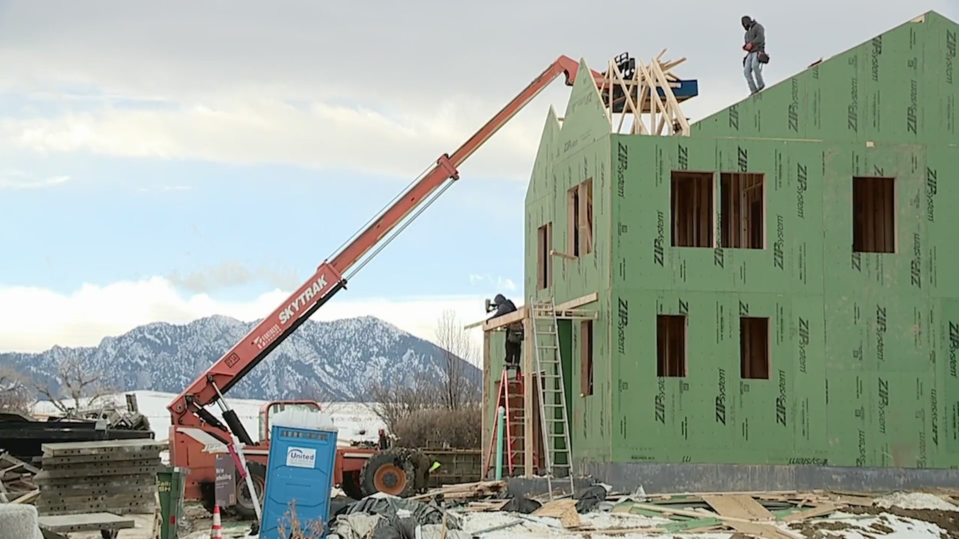 A two-story home under construction