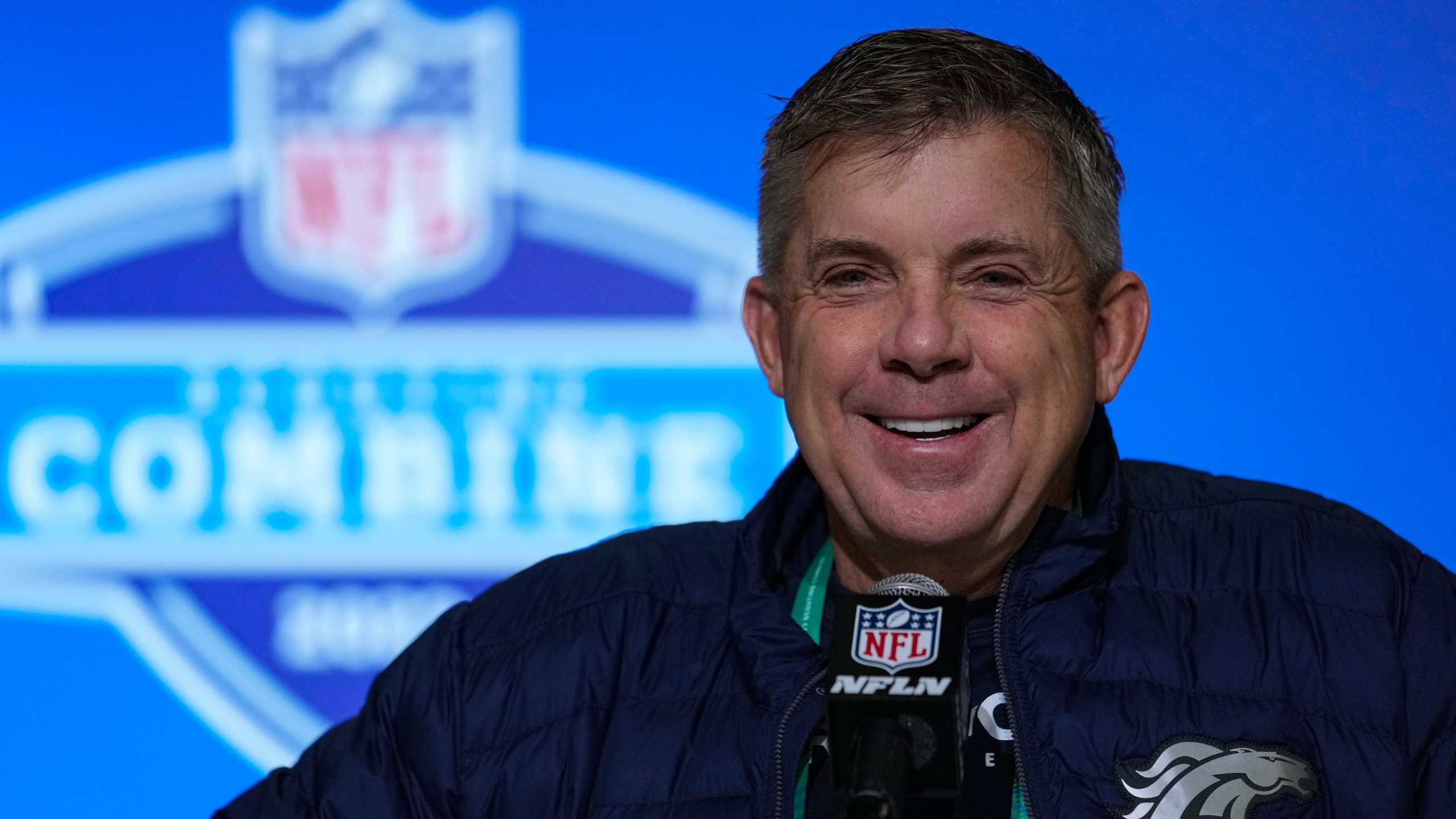 Denver Broncos head coach Sean Payton speaks during a press conference at the NFL football scouting combine