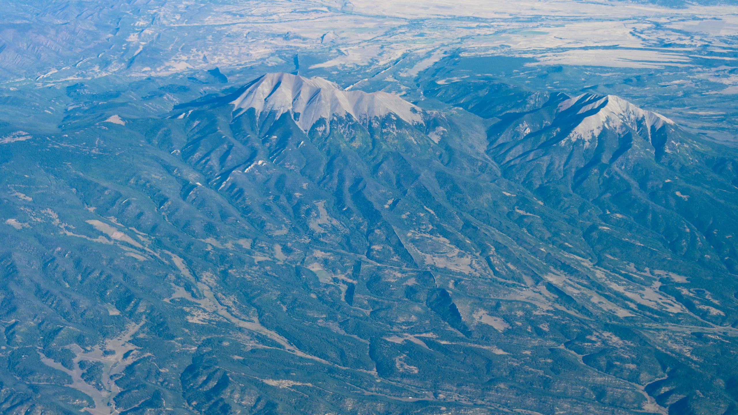 Aerial view of the the Sangre de Cristo mountains at the southernmost subrange of the Rocky Mountains