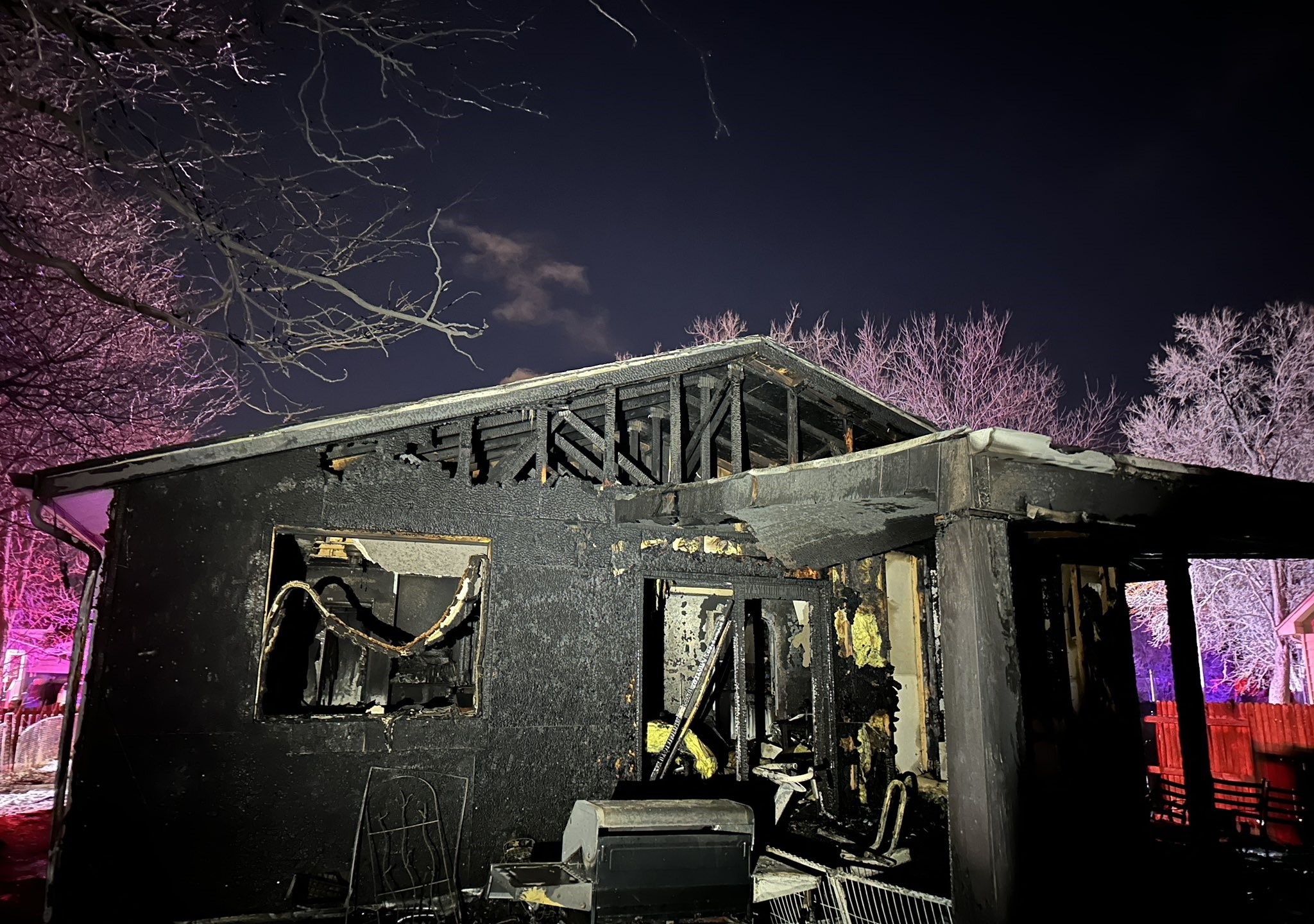 Damage from a house fire Sunday night that left one man with critical injuries