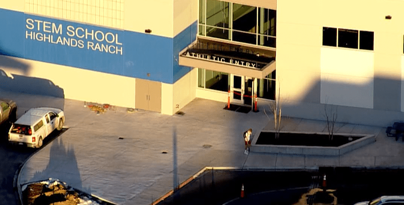 Aerial view of STEM School Highlands Ranch's athletic entry