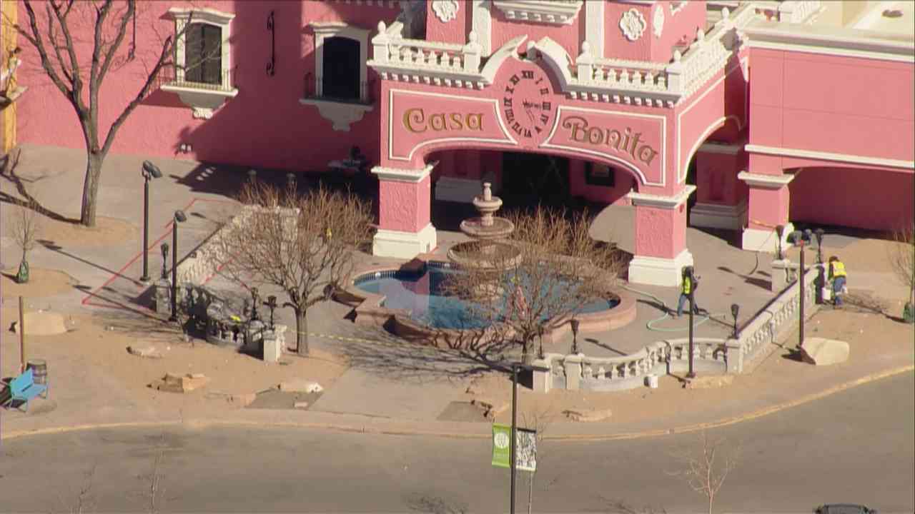 The fence at Casa Bonita is no longer blocking views of the reconstructed fountain