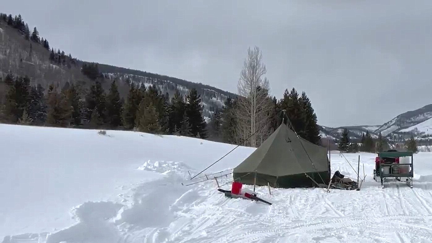 Jeff Franta and Sabrina Roberts camp in the frigid temperatures near Camp Hale.