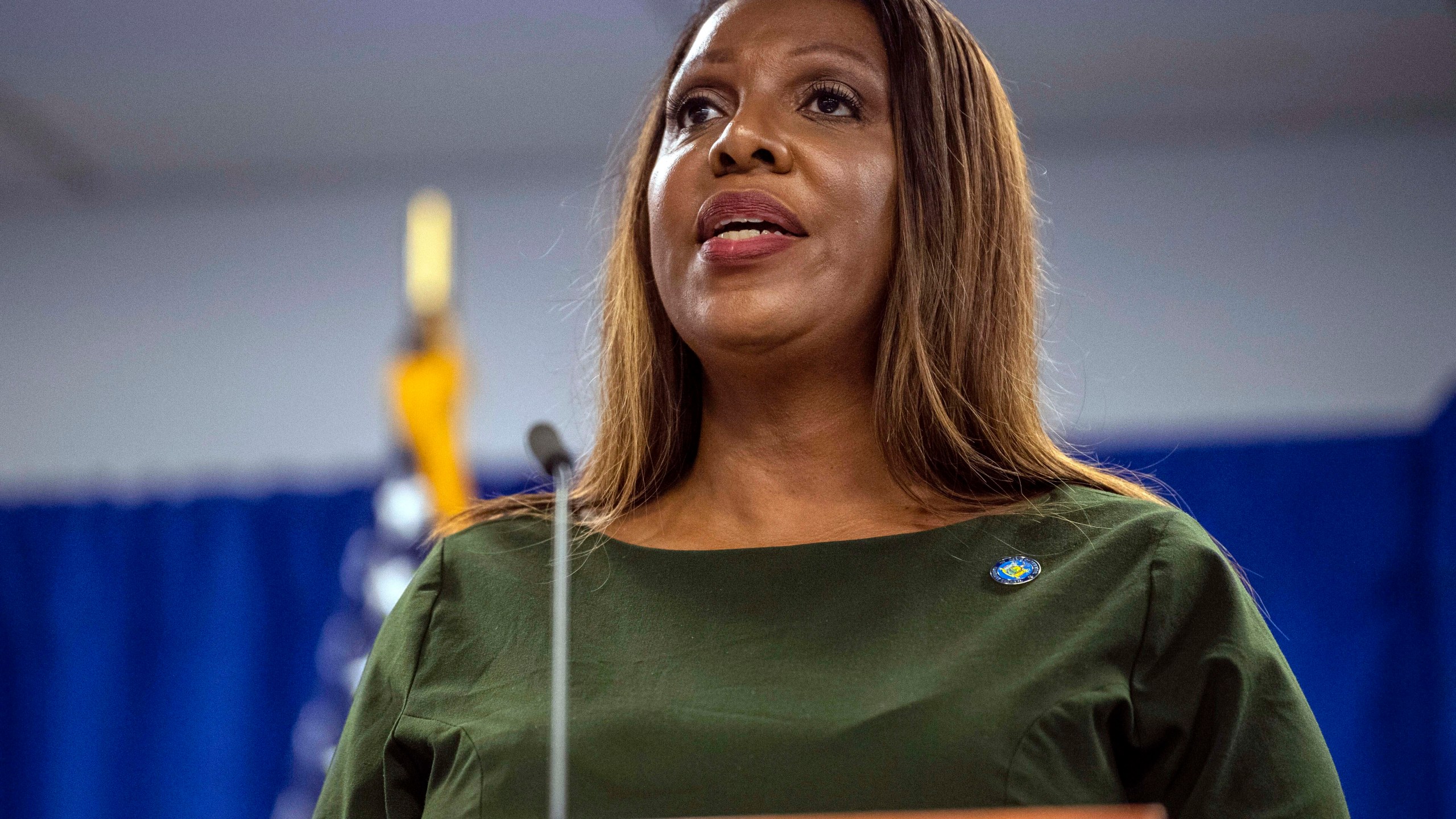 FILE — New York Attorney General Letitia James speaks during a press conference, Sept. 21, 2022, in New York. Embattled electronic cigarette-maker Juul Labs Inc. will pay $462-million to six states and the District of Columbia, marking the largest settlement the company has reached so far for its role in the youth vaping surge, James said Wednesday, April 12, 2023. (AP Photo/Brittainy Newman, File)