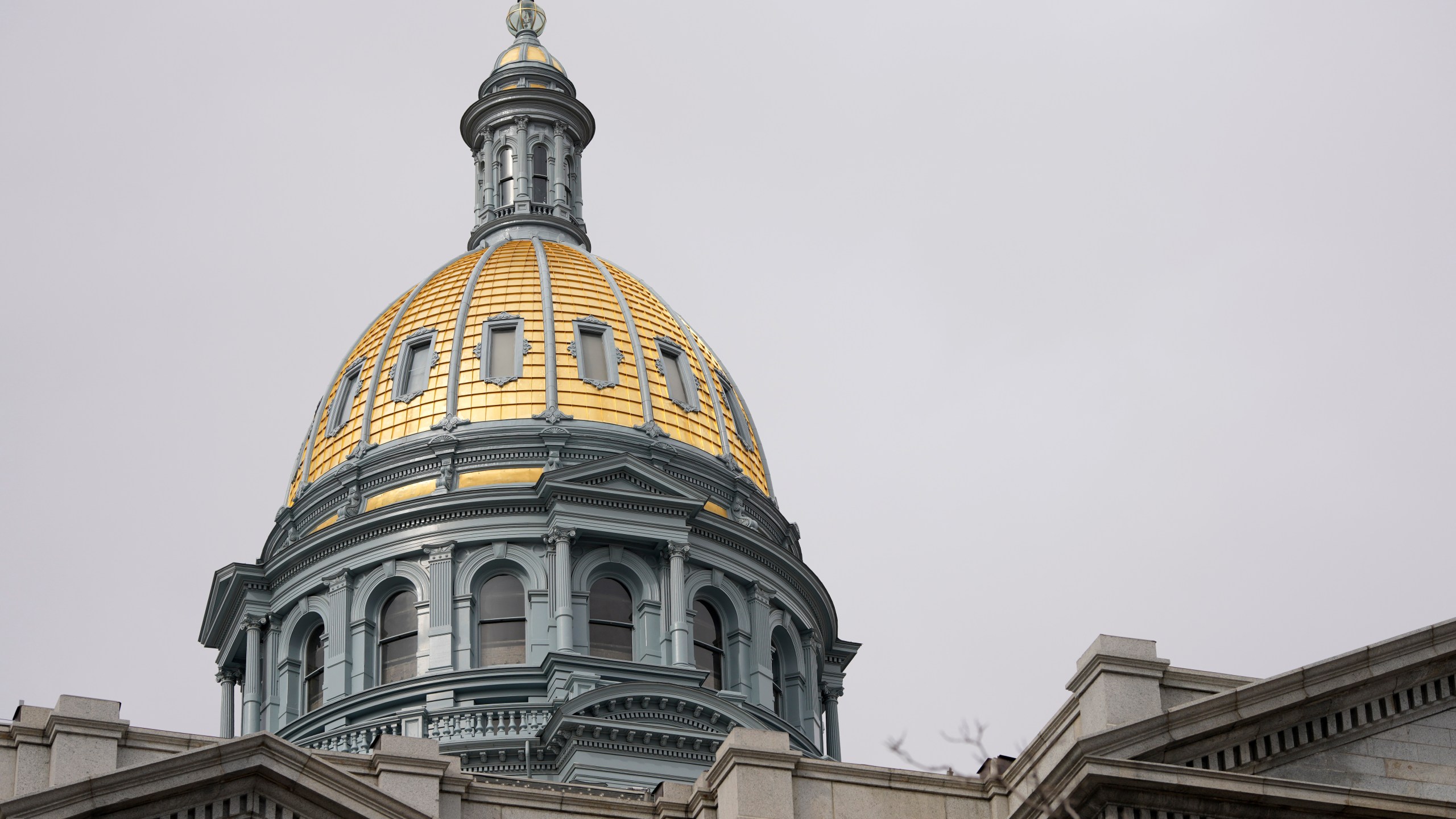 The gold dome of the Colorado State Capitol on March 23, 2023