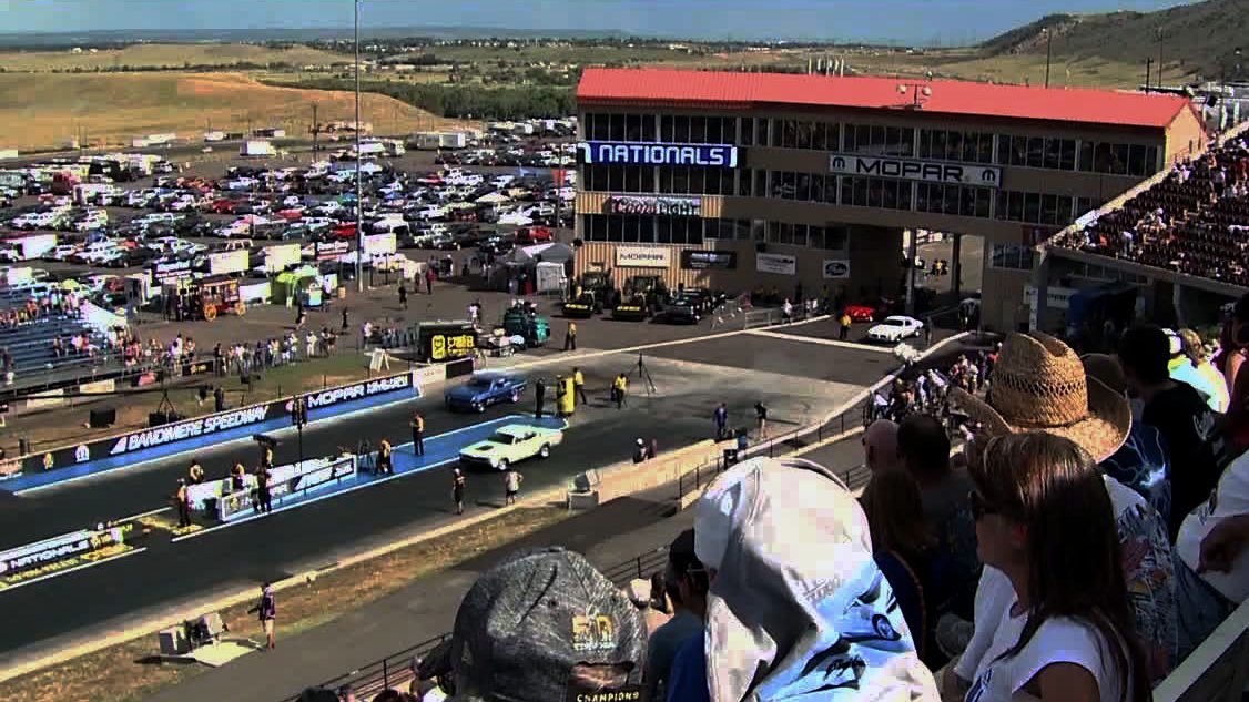 In this undated file photo, crowds watch racing at Bandimere Speedway in Morrison, Colorado.