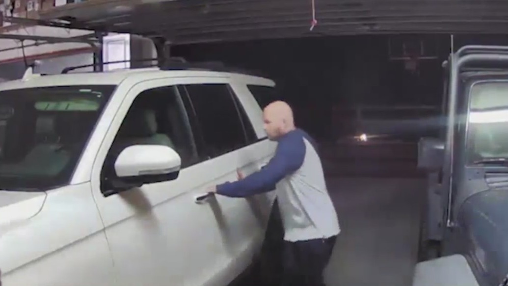 Surveillance video appears to show someone wandering into the garage of a Jefferson County family's home and stealing their vehicle.