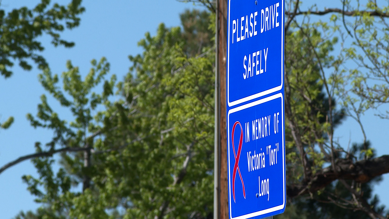 Drive safe sign for Victoria Long