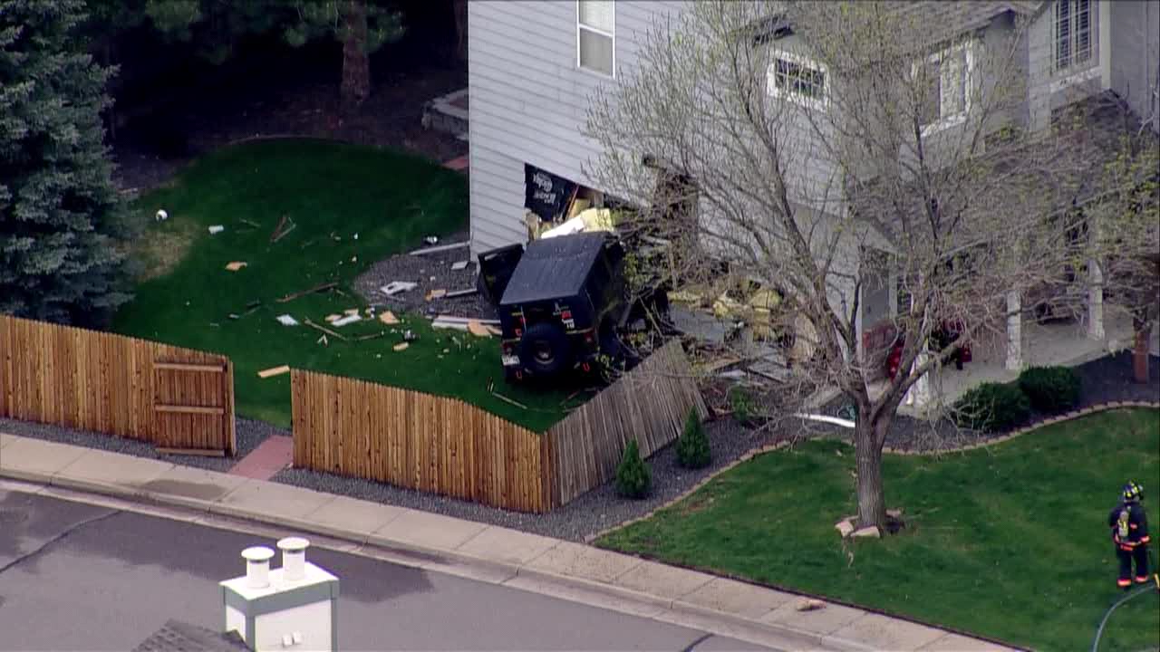 Scene of a hit-and-run into a house in Jefferson County that severed a gas line